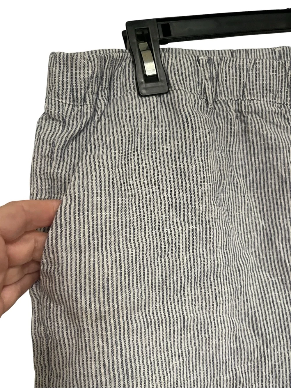 Quince 100% European Linen Micro Striped Capri Pants Sz M